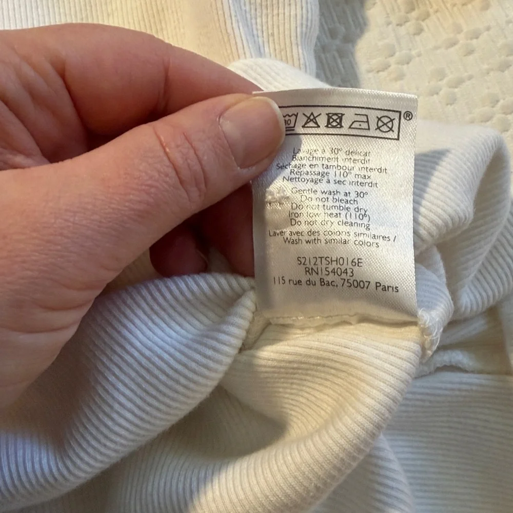 Sezane Theodora Ecru T-Shirt Henley Large - Picture 10 of 10